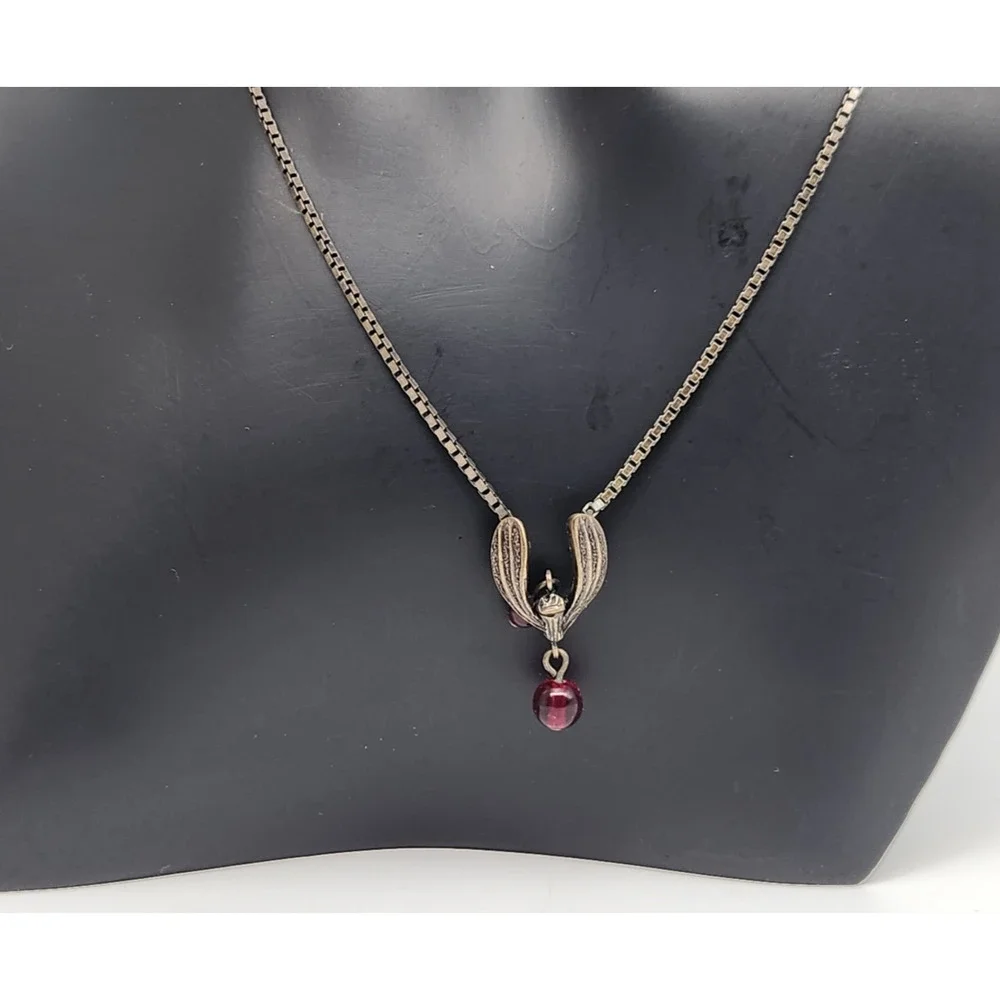 Christian Dior CD Logo Crystal Bronze Tone Pendant Necklace 17''L - Picture 3 of 9